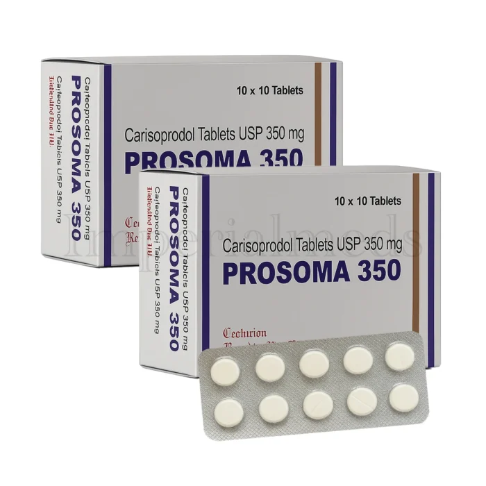 Prosoma 350 mg tablet for muscle pain, spasms, and back pain relief